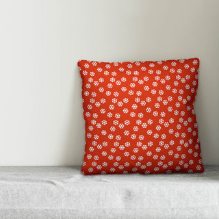 Red Snowflakes Pattern Throw Pillow Cover, 16"x16"