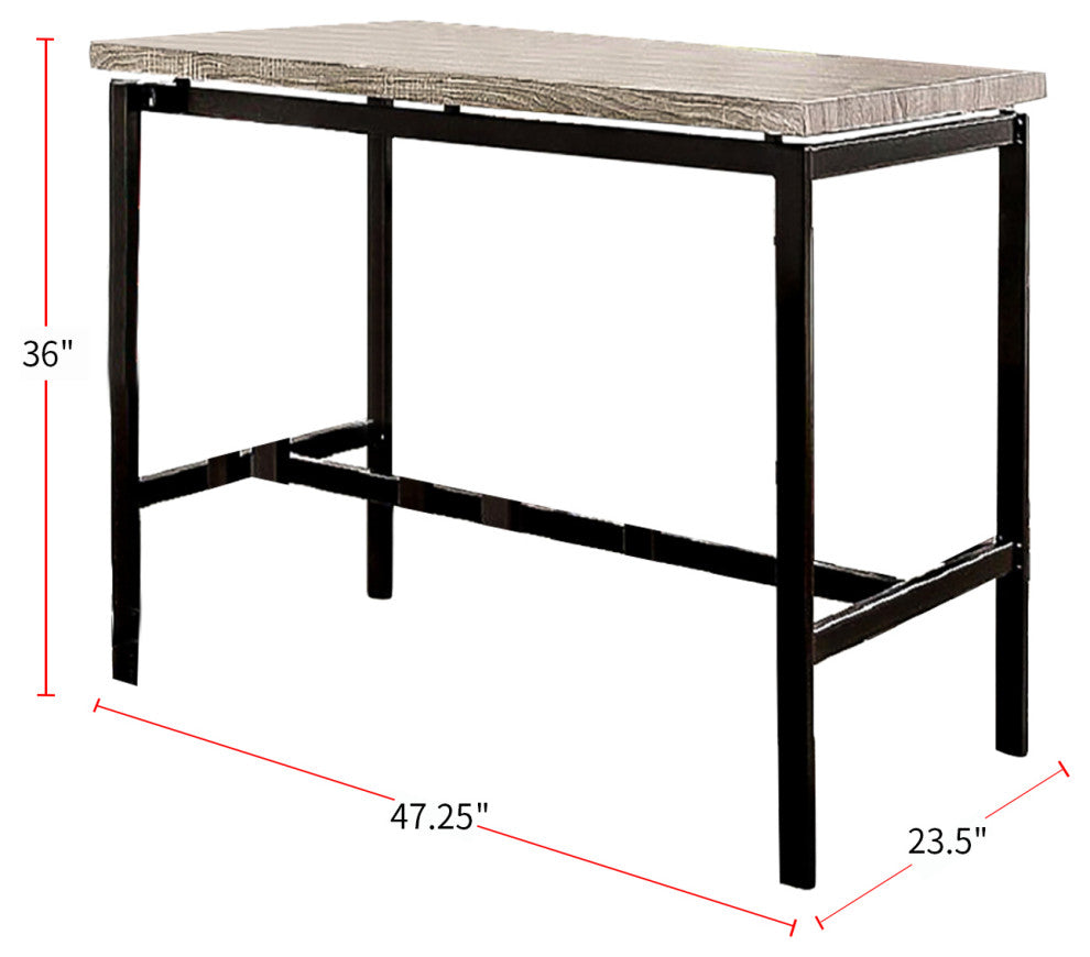 5-Piece Counter Height Table Set, Black and Gray