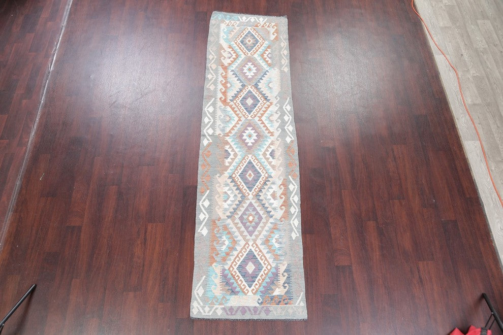 Turkish Runner Flat-Woven Southwestern Kilim 10' Oriental Rug, 9'8"X2'8"