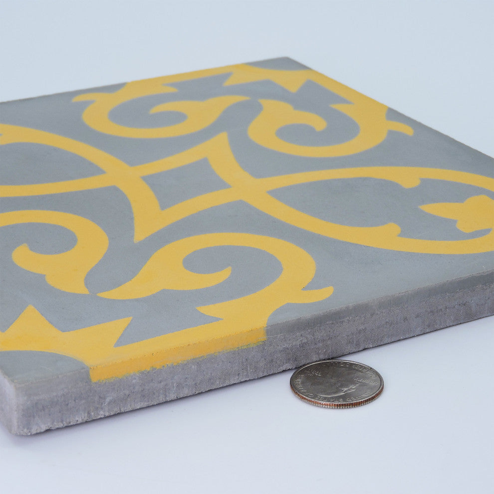 Agadir Handmade Cement Tile, Gold/Gray, Sample