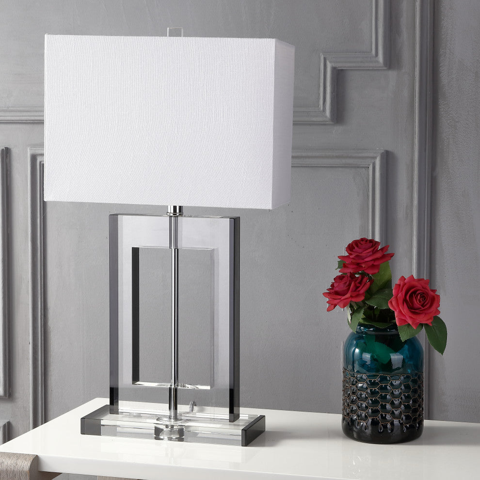 Parish 26" Crystal Table Lamp, Clear and Black