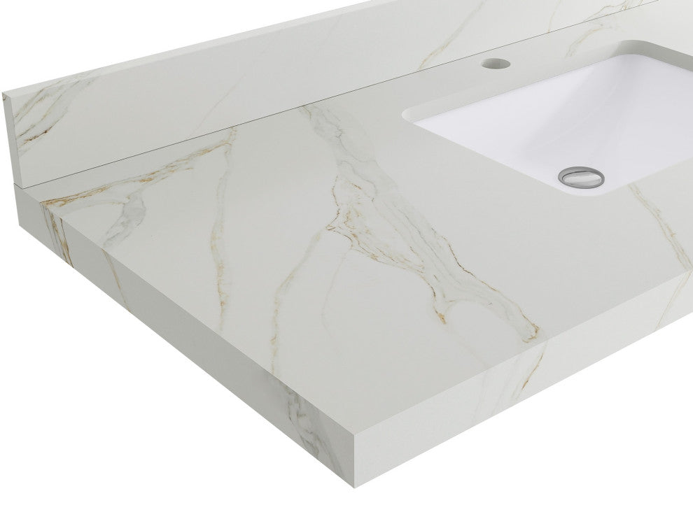 Boston 60" Single Bathroom Vanity in Alabaster 2" Calacatta Sienna