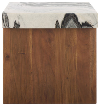 Safavieh Couture Ellebeth Marble Top Accent Table, Hazel/Walnut