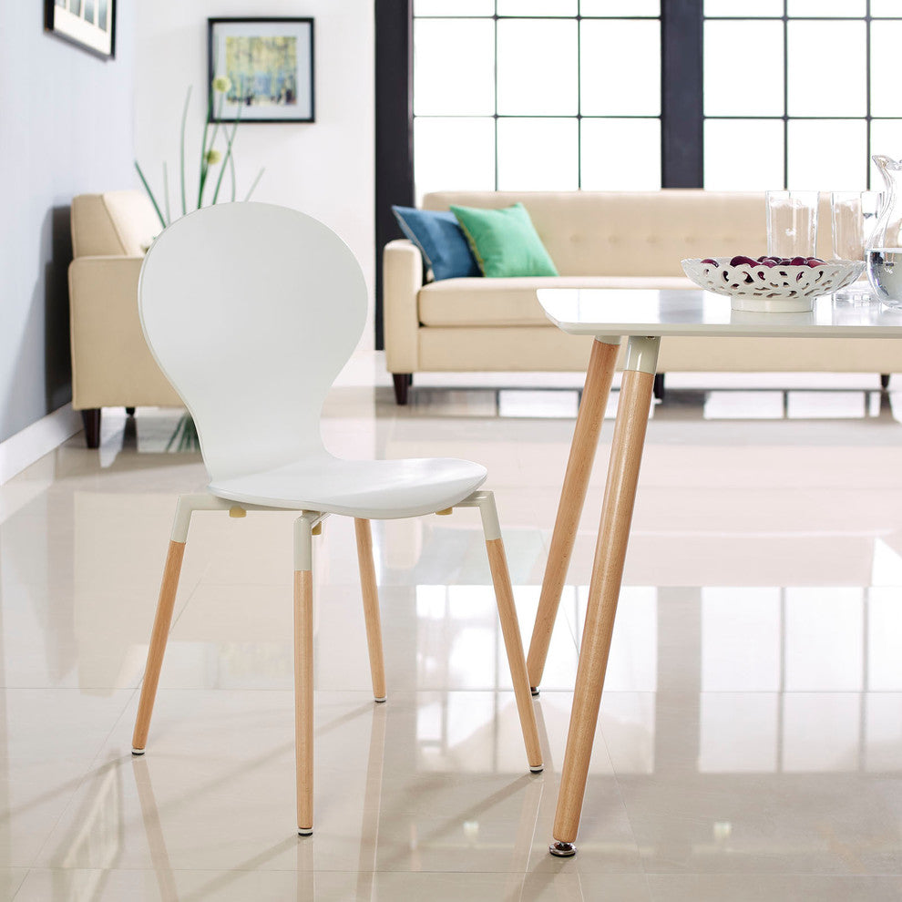 Modern Contemporary Kitchen Wood Dining Chair White