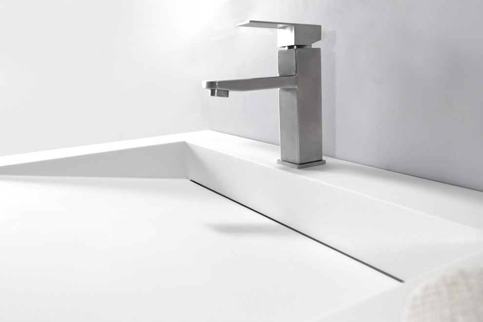 ADM Rectangular Wall Mounted Sink, White, 39", Matte 23" Left