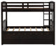 Twin over Twin Wood Bunk Bed Trundle Drawers Espresso