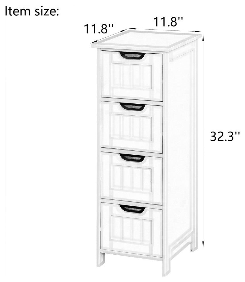 White Bathroom Storage Freestanding Cabinet With Drawers