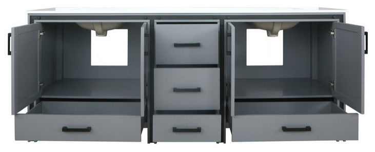 Ziva Transitional Dark Grey 84" Double Vanity, Cultured Marble Top