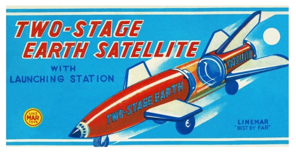 "Two-Stage Earth Satellite" Digital Paper Print by Retrorocket, 32"x17"