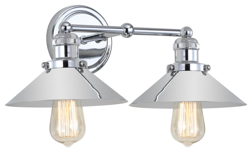 June Metal Shade Sconce, Chrome, 2-Light