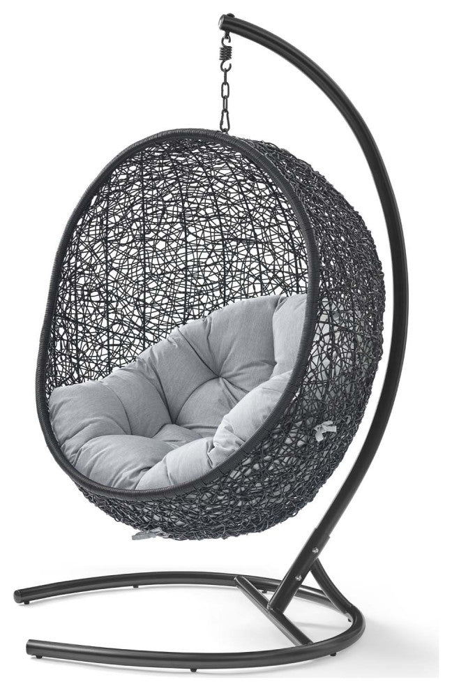 Swing Lounge Chair, Sunbrella, Black Gray, Modern, Outdoor Patio Bistro