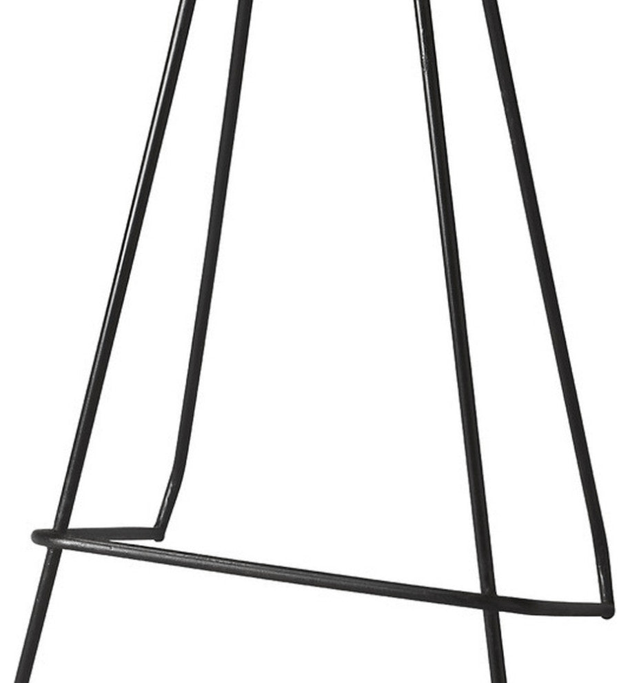 31" Off-white And Black Iron Backless Counter Height Bar Chair