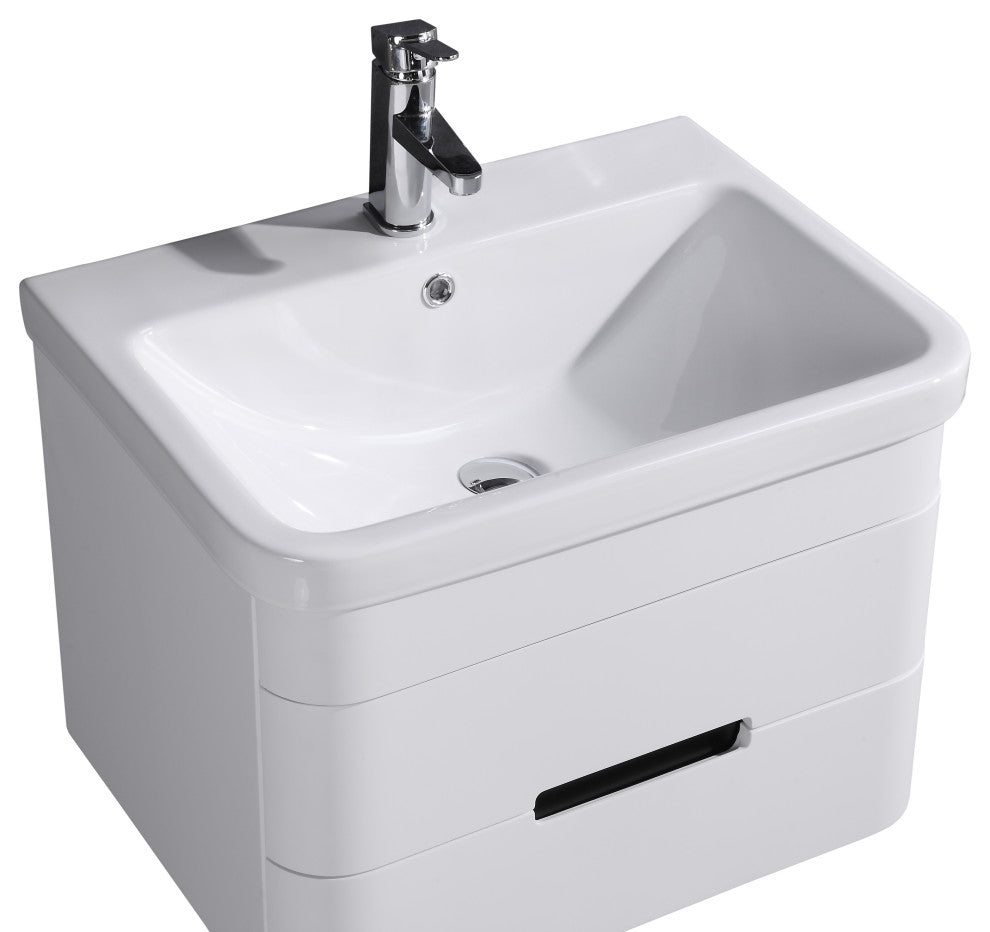 24" Bathroom Vanity With Led Mirror, PVC