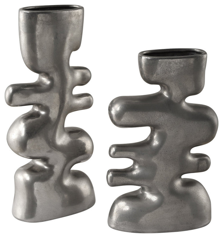 Uttermost Free Flowing Nickel Vases Set of 2