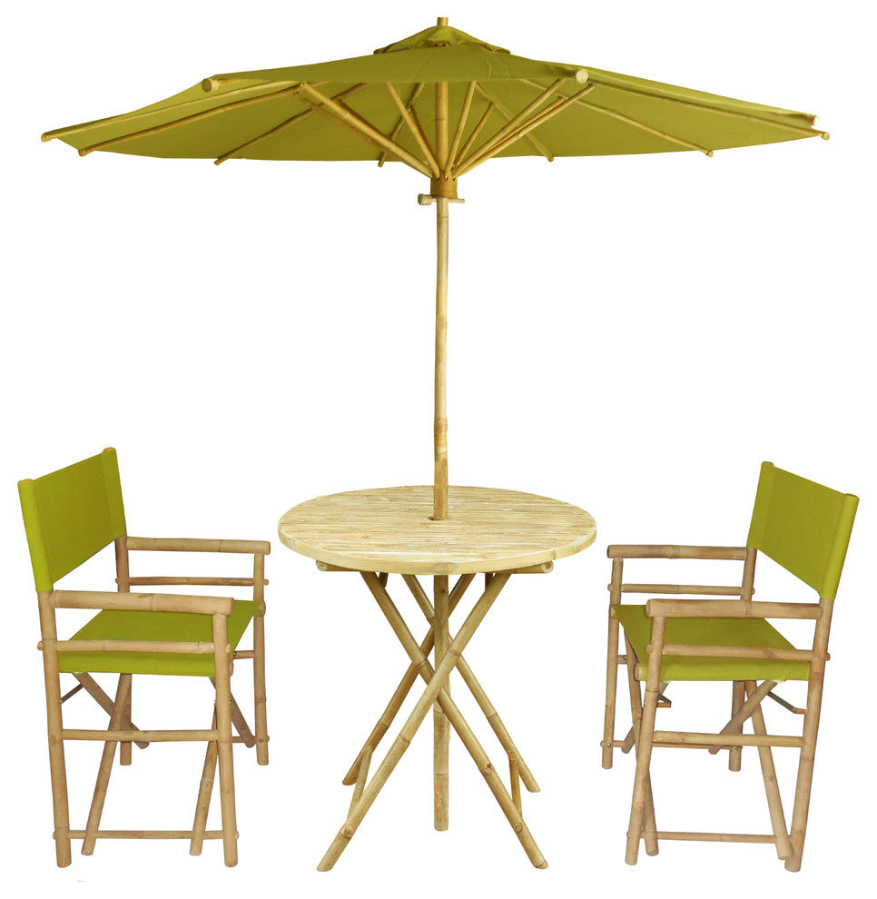Bamboo 4-Piece Round Table Set, Olive Green