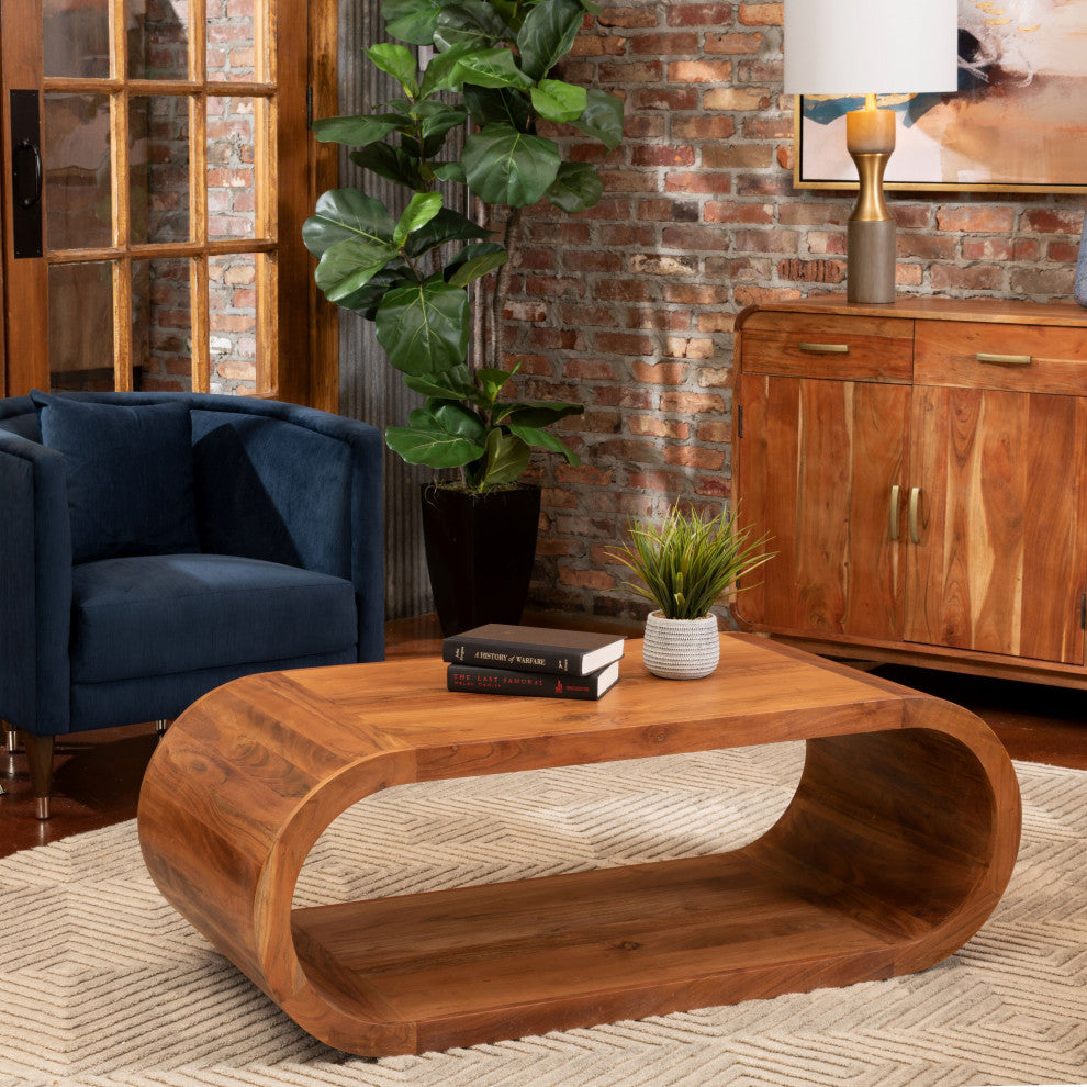 Infinity Cocktail Table, Natural Wood