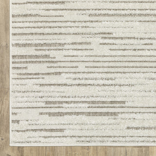 Temara Distressed Lines Ivory/ Brown Mixed Pile Area Rug 7'10" x 10'10"