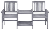 vidaXL Solid Acacia Wood Patio Chairs with Tea Table and Cushions Garden Seat