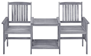 vidaXL Solid Acacia Wood Patio Chairs with Tea Table and Cushions Garden Seat