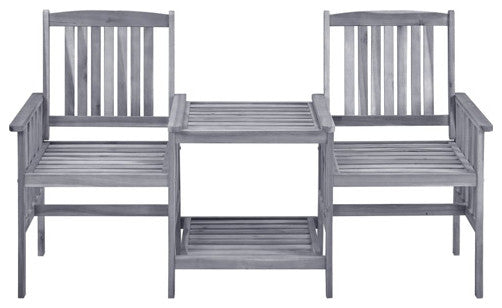 vidaXL Solid Acacia Wood Patio Chairs with Tea Table and Cushions Garden Seat