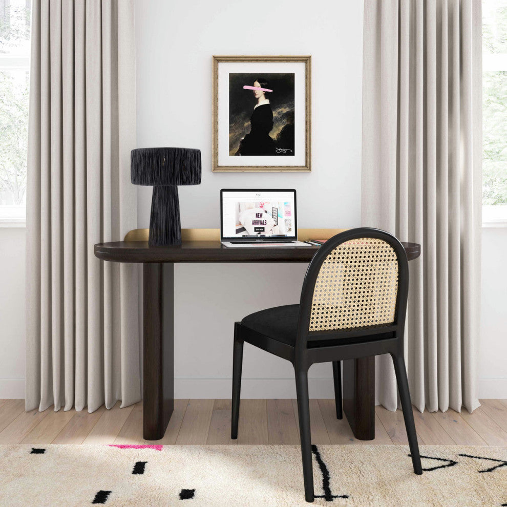 Shelby Rafia Black Table Lamp, Black