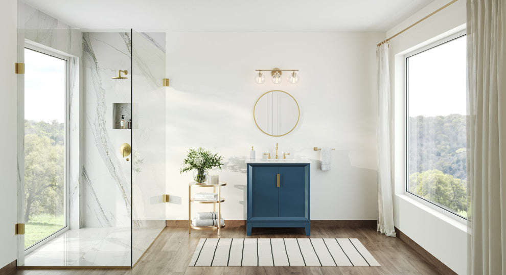 The Ezra Bathroom Vanity, Monarch Blue, 30", Single Sink, Freestanding