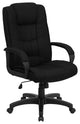 Comfortable Office Chair, Adjustable Seat With Padded Arms, Black Fabric