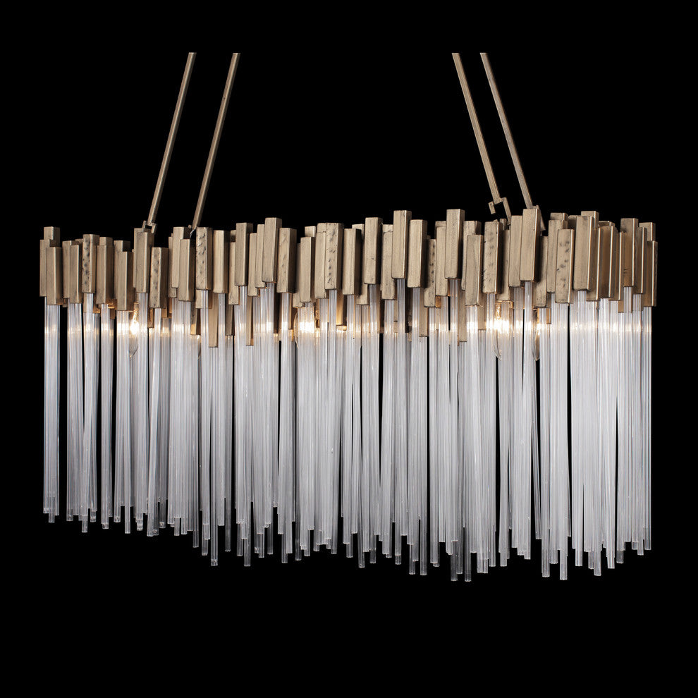 Matrix 6 Light Linear Pendant in Havana Gold with Clear Fluted Glass