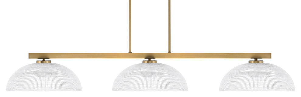Atlas 3 Light Bar In New Age Brass Finish With 13" Clear Ribbed Glass
