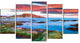 "Colorful Giollonardo Beach Sunset" Modern Seashore Wall Art, 5 Panels, 60"x32"