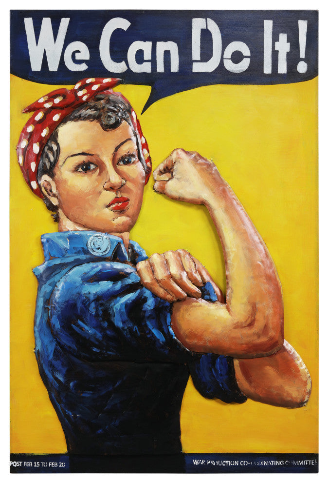 "We can do it!" Mixed Media Iron Hand Painted Dimensional Wall Art