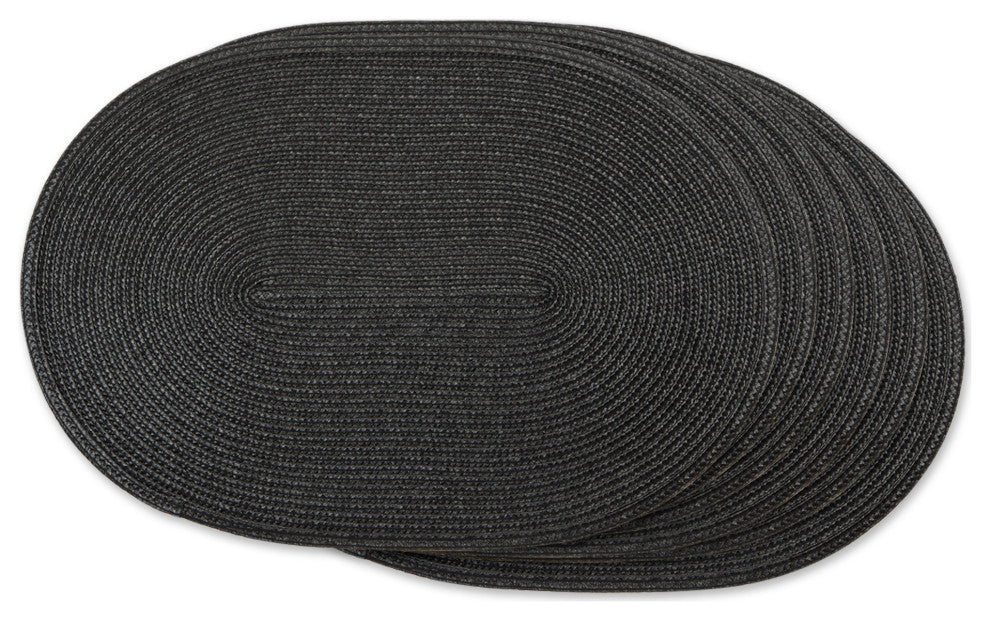 Black Oval Pp Woven Placemat (Set of 6)