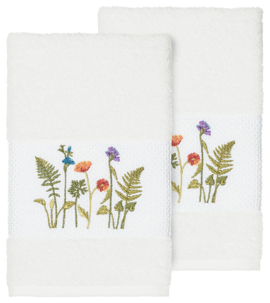 Serenity 2-Piece Embellished Hand Towel Set, White