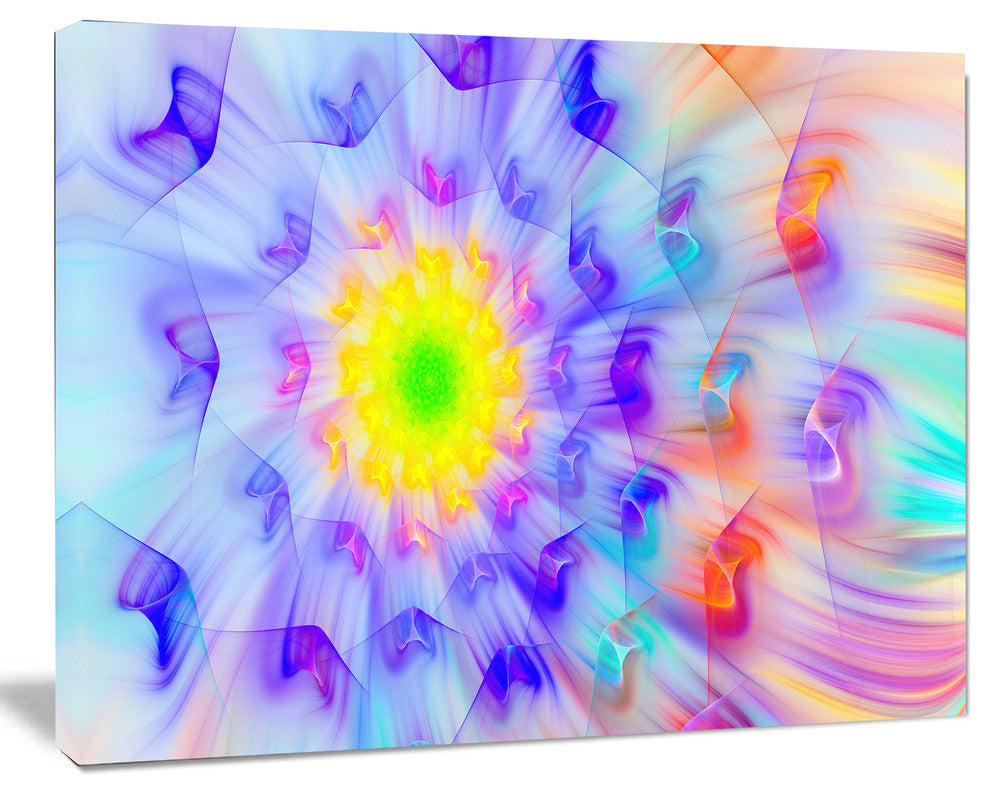 Large Yellow Alien Fractal Flower, Large Floral Canvas Art Print, 60x40