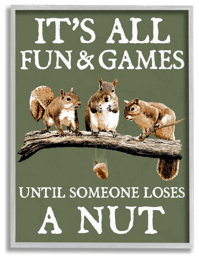 Loses A Nut Funny Squirrel Animal Word Design, 11"x14"