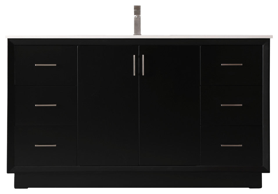 60" SIngle Bathroom Vanity, Black