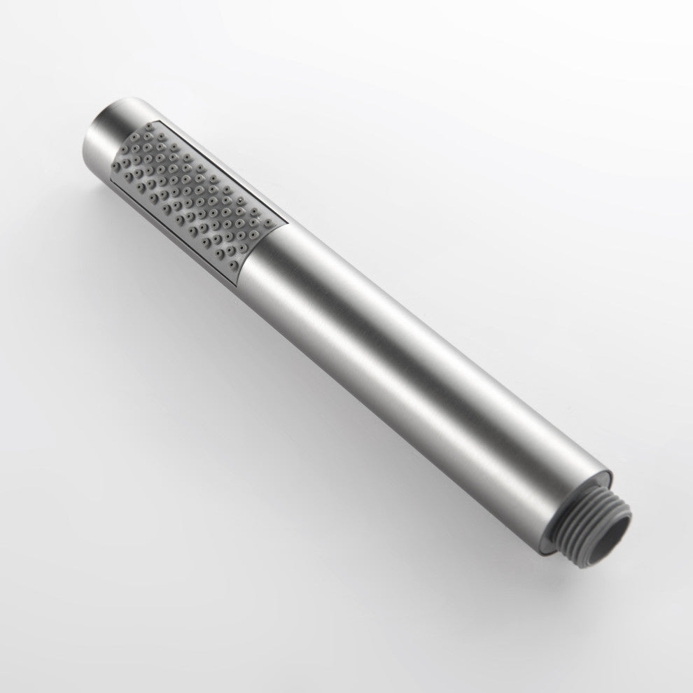84.65" H Brass Free Standing Outdoor Shower, Brushed Nickel