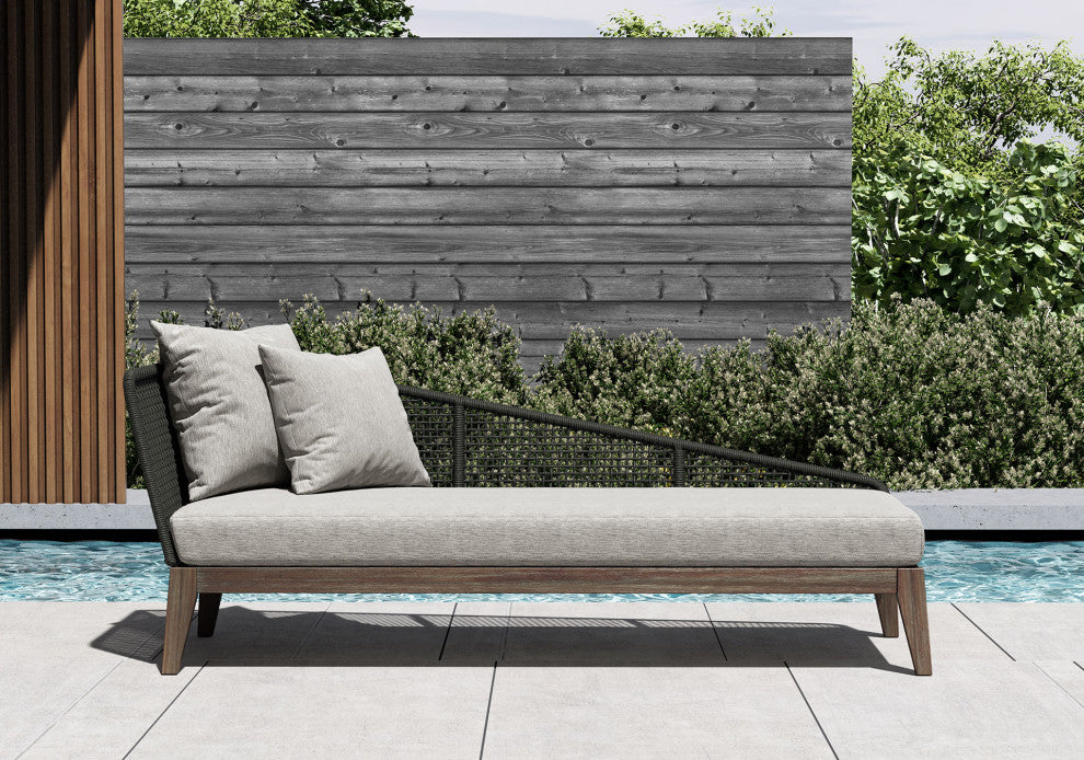 Netta Right Chaise, Dark Gray Cord and Weathered Eucalyptus