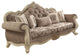 Benzara BM185584 Fabric Upholstered Wooden Sofa With Scrolled Molding Trim, Gray