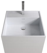 ADM Cubed Freestanding Pedestal Sink, White, 19", Glossy White