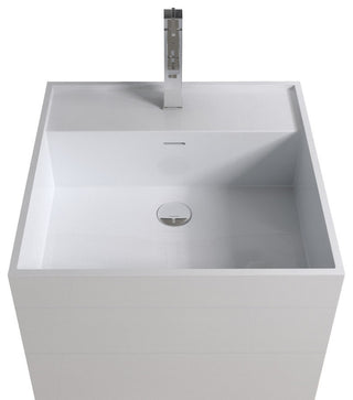 ADM Cubed Freestanding Pedestal Sink, White, 19", Glossy White