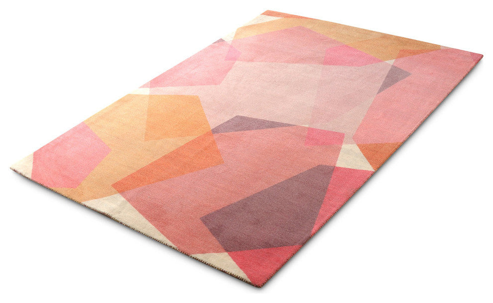 Blush Chroma Mid-Century Modern Geometric Area Rug, 7'6"x9'6"