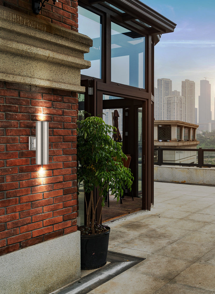 Ascoli, 2-Light Outdoor Sconce, Stainless Steel Finish, Clear Shade