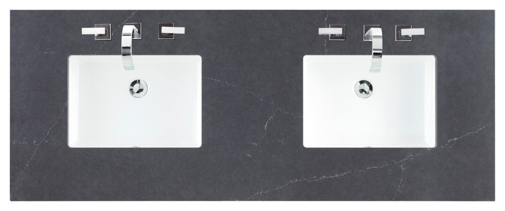 Metropolitan 60" Double Vanity, Silver Oak, Charcoal Soapstone