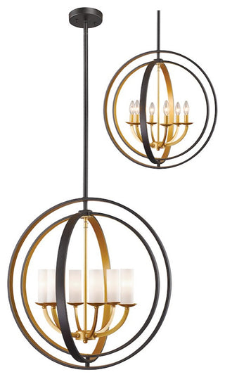 Zlite 6002-6L-BZGD 6-Light Pendant, Matte Opal