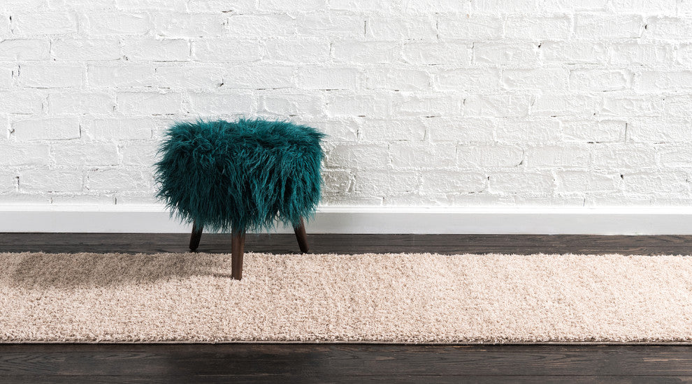 Unique Loom Taupe Studio Solid Shag 2' 0 x 6' 7 Runner Rug