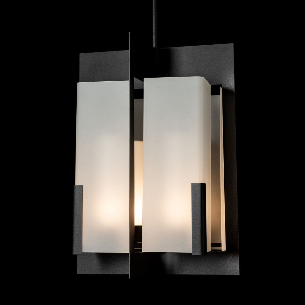 Summit Lantern, Black/Frosted Glass