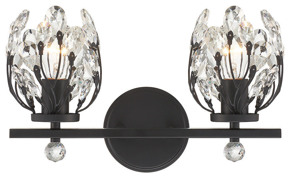 Moreno 2-Light Bathroom Vanity Light, Matte Black, Matte Black