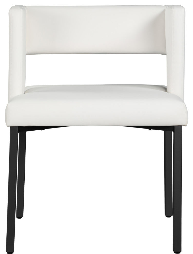 The Caleb Dining Chair, White and Matte Black, Faux Leather and Iron, Set of 2