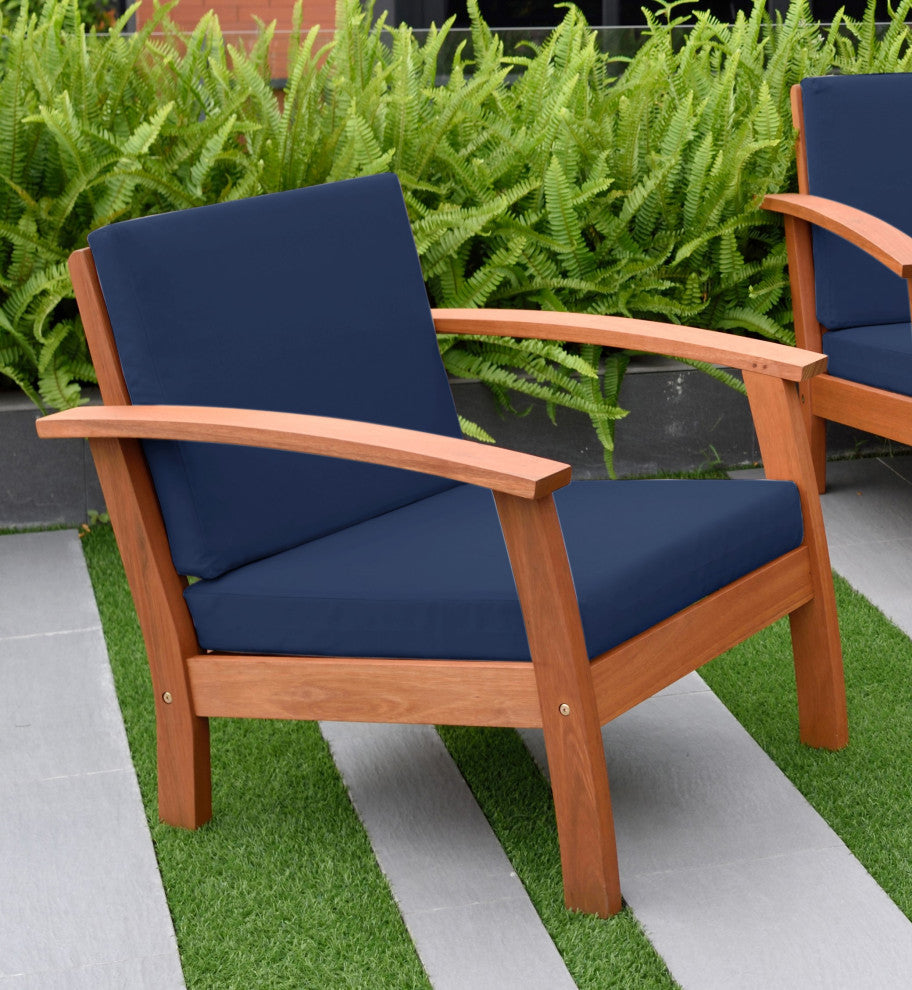 Amazonia Murano 4-Piece Patio Seating Set with Black Cushions | Eucalyptus Wood, Navy